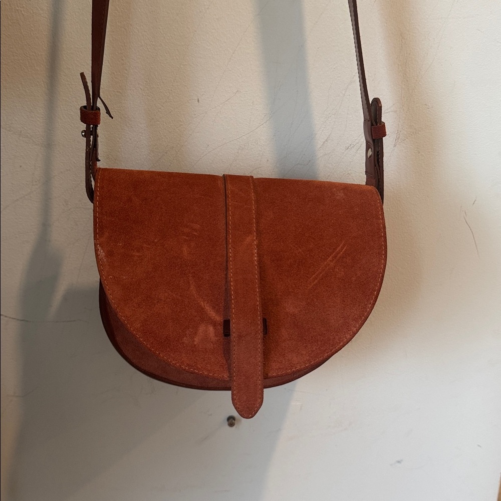 Sezane Rust Leather Crossbody Bag